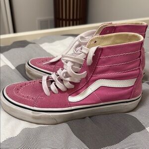 Vans Pink and White High-Top Sneakers